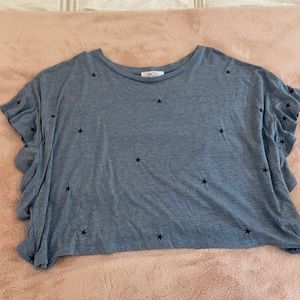 blue shirt with stars